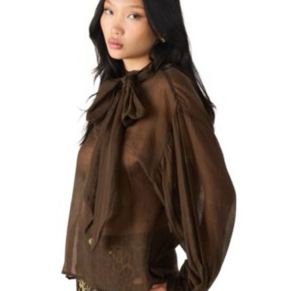 Steve Madden Women's Sutton Bow Tie Neck Top medium $79 macys - Picture 2 of 4